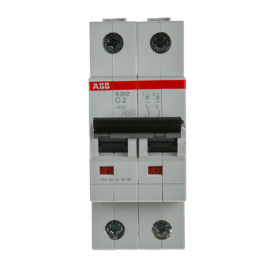ABB System Pro M Compact S200 MCB, 2P, 2A Curve C, 400V AC, 6 kA Breaking Capacity