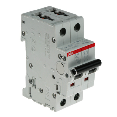 ABB System Pro M Compact S200 MCB, 2P, 2A Curve C, 400V AC, 6 kA Breaking Capacity