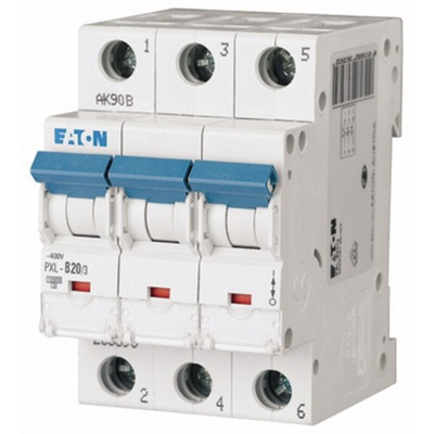 Eaton xPole PXL, S200 MCB, 3P, 20A Curve B, 400V AC, 48V DC, 10 kA Breaking Capacity
