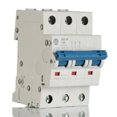 Allen Bradley 1492 1492-SPM MCB, 3P, 8A Curve C, 277V AC, 10 kA Breaking Capacity