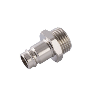 RS PRO Pneumatic Quick Connect Coupling Nickel Plated Brass 3/8in 3/8in Threaded