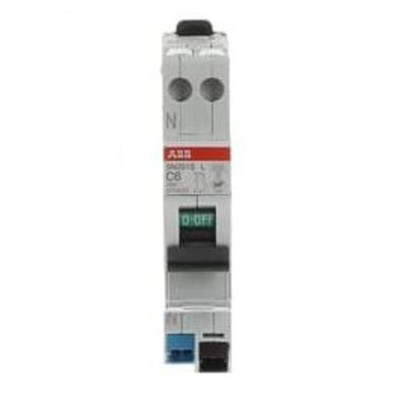 ABB SN201 MCB, 1P+N, 6A Curve C, 230V AC, 4.5 kA Breaking Capacity