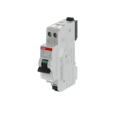 ABB SN201 MCB, 1P+N, 16A Curve C, 230V AC, 4.5 kA Breaking Capacity