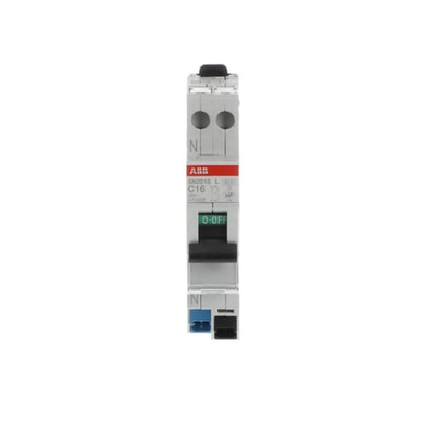 ABB SN201 MCB, 1P+N, 16A Curve C, 230V AC, 4.5 kA Breaking Capacity