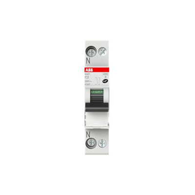 ABB SN201 MCB, 1P+N, 2A Curve C, 230V AC, 6 kA Breaking Capacity