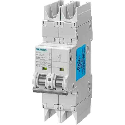 Siemens SENTRON 5SJ4 MCB, 2P, 10A Curve C, 400V AC, 60V DC, 10 kA Breaking Capacity