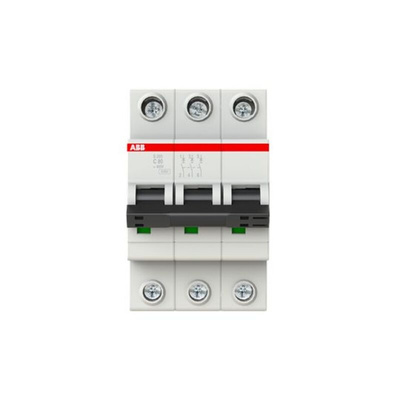 ABB System Pro M Compact S200 MCB, 3P, 80A Curve C, 440V AC, 6 kA Breaking Capacity