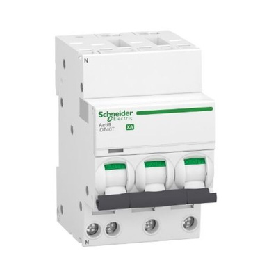 Schneider Electric Acti 9 Acti9 iDT40T XA MCB, 3P+N, 40A Curve C, 400V AC