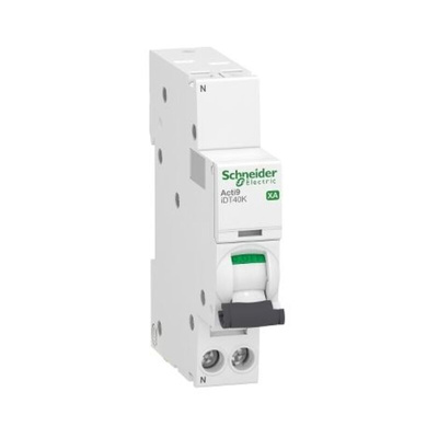 Schneider Electric Acti 9 Acti9 iDT40K XA MCB, 1P+N, 6A Curve C, 230V AC