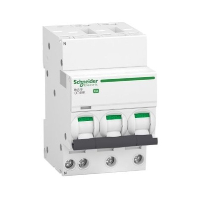 Schneider Electric Acti 9 Acti9 iDT40K XA MCB, 3P+N, 25A Curve C, 230V AC