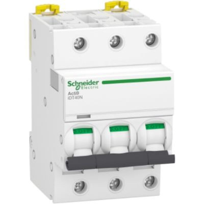 Schneider Electric Acti 9 Acti9 iDT40N MCB, 3P, 32A Curve D, 400V AC