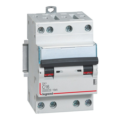 Legrand DX3 Circuit Breaker, 4P, 16A Curve C, 400V AC, 10 kA Breaking Capacity
