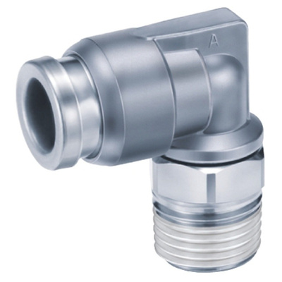 SMC Threaded-to-Tube Elbow Connector R 1/8 to Push In 8 mm, KQB2 Series, 1 MPa