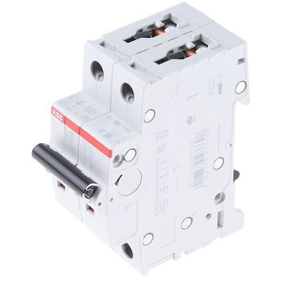 ABB System Pro M Compact S200 MCB, 2P, 10A Curve B, 400V AC, 6 kA Breaking Capacity