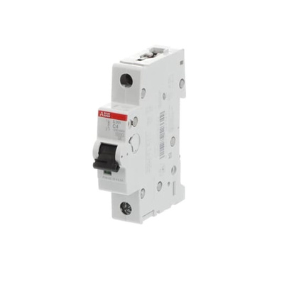 ABB System Pro M Compact S200 MCB, 1P, 4A Curve C, 253V AC, 72V DC, 6 kA Breaking Capacity
