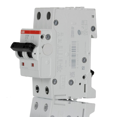 ABB System Pro M Compact S200M MCB, 2P, 10A Curve D, 400V AC, 125V DC, 10 kA Breaking Capacity