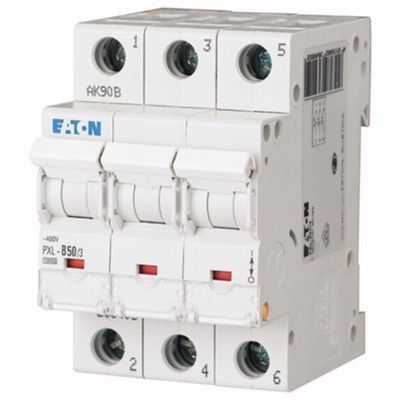 Eaton xPole PXL, S200 MCB, 3P, 50A Curve B, 400V AC, 48V DC, 10 kA Breaking Capacity