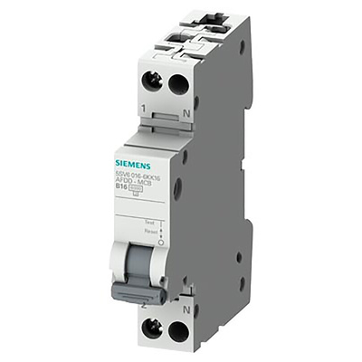 Siemens SENTRON 5SV6016 Fire Safety Circuit Breaker, 2P, 16A Curve C, 230V AC, 6 kA Breaking Capacity