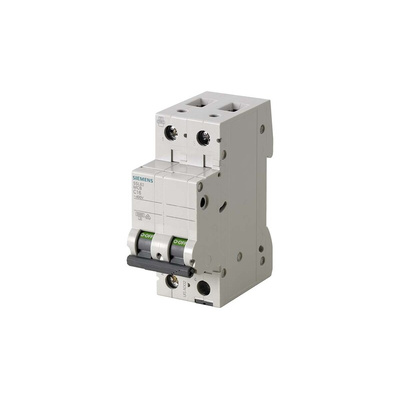 Siemens SENTRON 5SL6 MCB, 2P, 4A Curve C, 6 kA Breaking Capacity