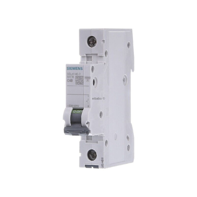 Siemens SENTRON 5SL4 MCB, 1P, 40A Curve C, 400V AC, 10 kA Breaking Capacity
