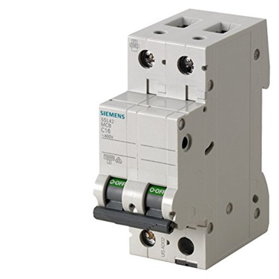 Siemens SENTRON 5SL4 MCB, 2P, 10A Curve C, 400V AC, 72V DC, 10 kA Breaking Capacity