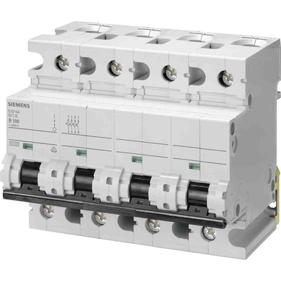 Siemens SENTRON 5SP4 MCB, 4P, 80A Curve D, 400V AC, 10 kA Breaking Capacity