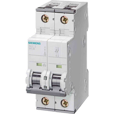 Siemens SENTRON 5SY4 MCB, 2P, 300mA Curve D, 400V AC, 72V DC, 10 kA Breaking Capacity