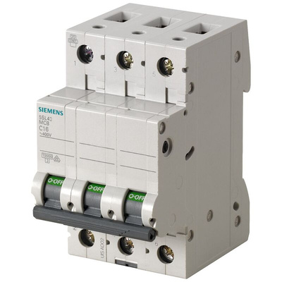 Siemens SENTRON 5SL4 MCB, 3P, 63A Curve B, 400V AC, 72V DC