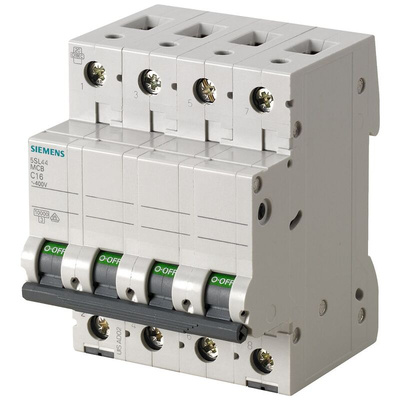 Siemens SENTRON 5SL4 MCB, 3P+N, 1A Curve B, 400V AC, 72V DC