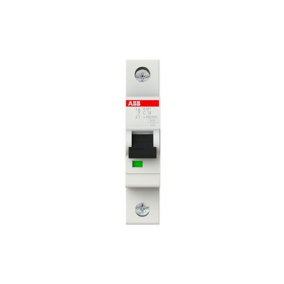 ABB System Pro M Compact S200 MCB, 1P, 16A Curve C, 253V AC, 72V DC, 6 kA Breaking Capacity