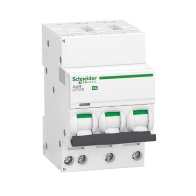 Schneider Electric Acti 9 Acti9 iDT40N XA MCB, 3P+N, 40A Curve C, 400V AC