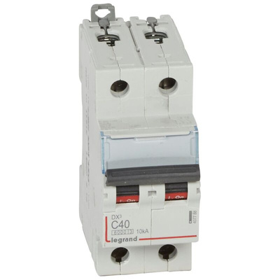 Legrand DX3 Circuit Breaker, 2P, 40A Curve C, 400V AC, 10 kA Breaking Capacity