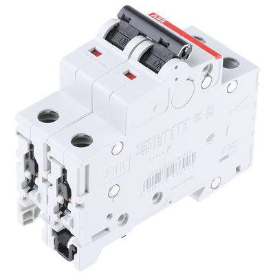 ABB System Pro M Compact S200 MCB, 2P, 16A Curve B, 400V AC, 110V DC, 6 kA Breaking Capacity