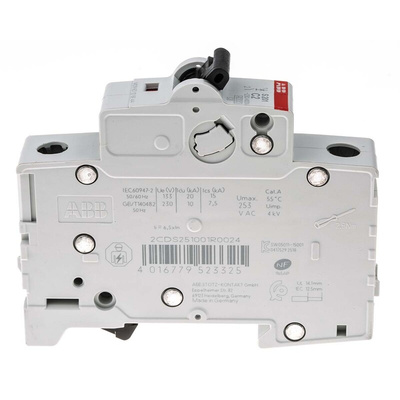 ABB System Pro M Compact S200 MCB, 1P, 2A Curve C, 230V AC, 72V DC, 6 kA Breaking Capacity