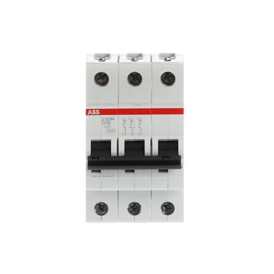 ABB System Pro M Compact S200M MCB, 3P, 10A Curve D, 400V AC, 125V DC, 10 kA Breaking Capacity