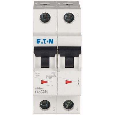 Eaton xEffect MCB, 2P, 25A Curve C, 240 → 415V AC, 60V DC, 10 kA Breaking Capacity