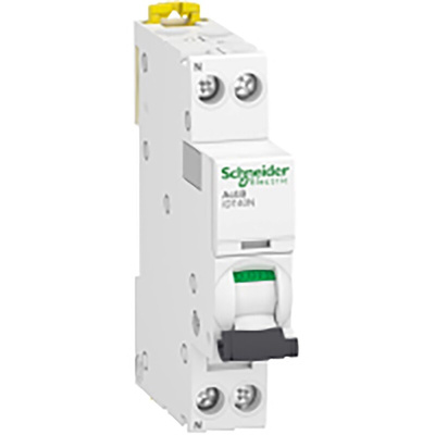 Schneider Electric Acti 9 Acti9 iDT40N MCB, 1P, 10A Curve D, 230V AC, 10 kA Breaking Capacity