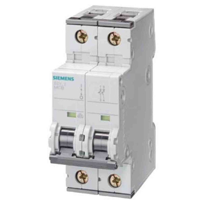 Siemens SENTRON 5SY5 MCB, 2P, 3A Curve C, 10 kA Breaking Capacity