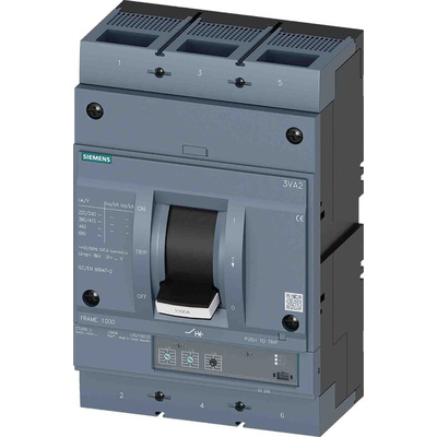 Siemens, SENTRON MCCB 3P 1kA, Breaking Capacity 85 kA, Fixed Mount
