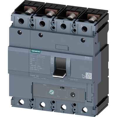 Siemens, SENTRON MCCB 4P 250A, Breaking Capacity 55 kA, Fixed Mount