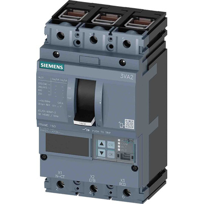 Siemens, SENTRON MCCB 3P 25A, Breaking Capacity 85 kA, Fixed Mount