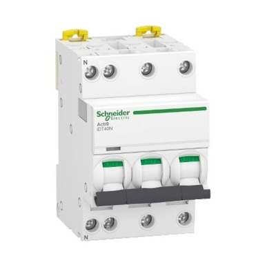Schneider Electric Acti 9 Acti9 iDT40N MCB, 3P+N, 25A Curve C, 400V AC