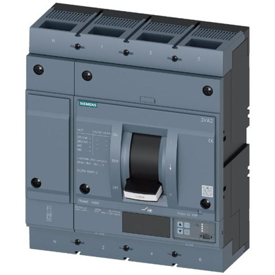 Siemens, SENTRON MCCB 4P 1kA, Breaking Capacity 35 kA, Fixed Mount