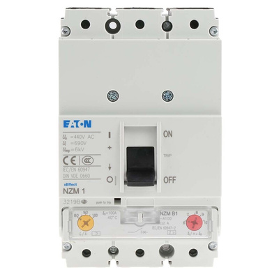 Eaton, xEnergy MCCB 3P 100A, Breaking Capacity 25 kA, Fixed Mount
