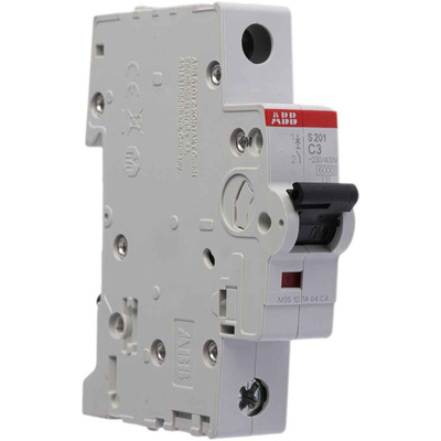 ABB System Pro M Compact S200 MCB, 1P, 3A Curve C, 230V AC, 72V DC, 6 kA Breaking Capacity
