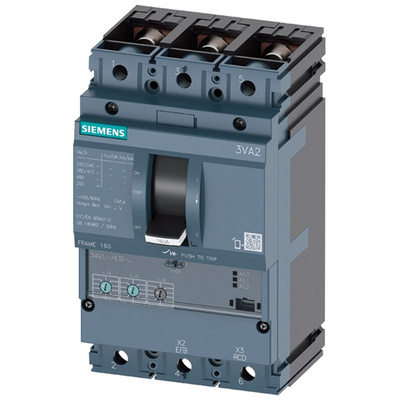 Siemens, SENTRON MCCB 3P 160A, Breaking Capacity 55 kA, Fixed Mount