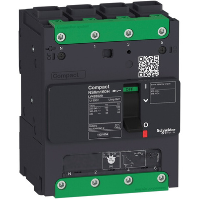 Schneider Electric, Compact MCCB 4P 50A, Breaking Capacity 70 kA, Clip-On