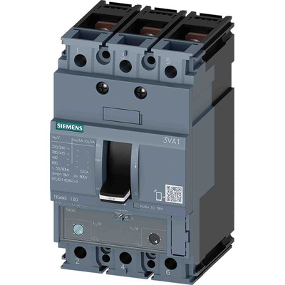 Siemens, SENTRON MCCB 3P 25A, Breaking Capacity 70 kA, Fixed Mount