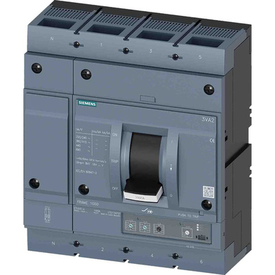 Siemens, SENTRON MCCB 4P 1kA, Breaking Capacity 85 kA, Fixed Mount