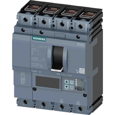 Siemens, SENTRON MCCB 4P 100A, Breaking Capacity 55 kA, Fixed Mount